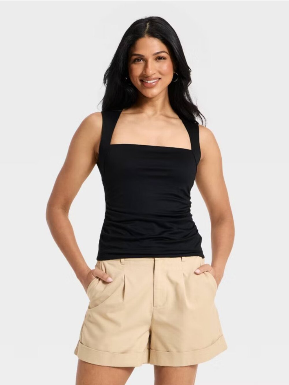 Women's Ruched Tank Top - A New Day Black M